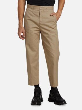 Just Cavalli Men's Beige High-Waisted Khaki Cotton Italy Chino Pants Size IT 48